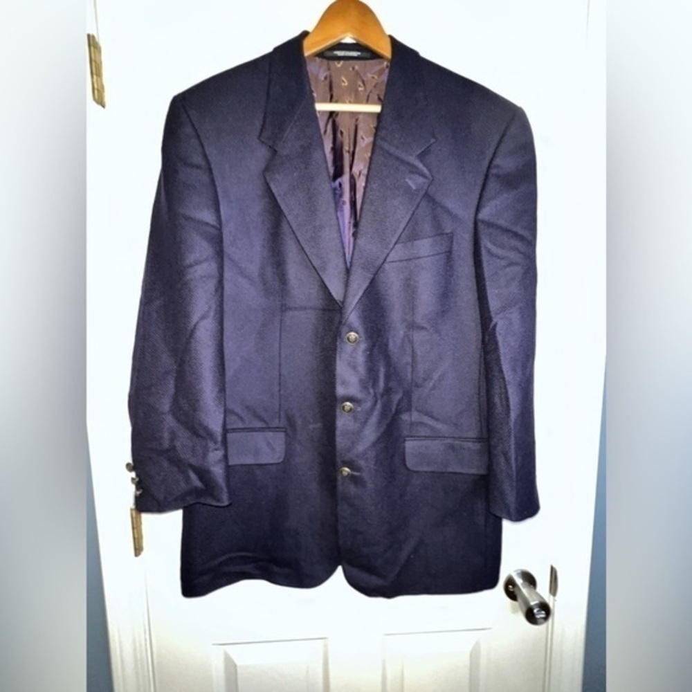Baumler Avantgarde Mens 42 Long Blue 100% Virgin Wool Sport Coat Suit Jacket 42L